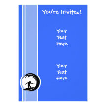 Surfing; Blue Custom Invitations