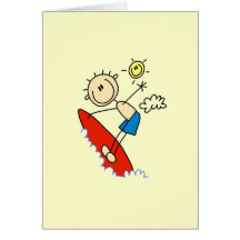 Surfing Boy Stick Figure Greeting Card