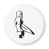 Surfing Girl Refrigerator Magnets