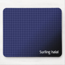 Surfing halal mousepad with blue Arabic pattern