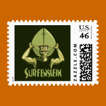 Surfing Halloween Frankenstein stamps