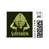 Surfing Halloween Frankenstein postage