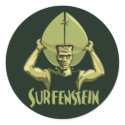 Surfing Halloween Frankenstein stickers