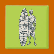 Surfing Halloween Mummy magnets