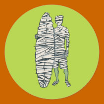 Surfing Halloween Mummy stickers