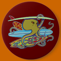 Surfing Halloween Octopus buttons