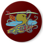 Surfing Halloween Octopus buttons