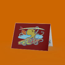 Surfing Halloween Octopus cards