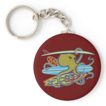 Surfing Halloween Octopus Key Chain