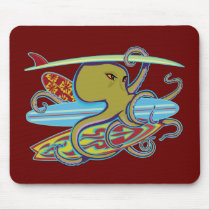 Surfing Halloween Octopus Mouse Mat
