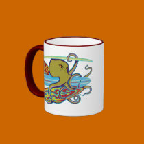 Surfing Halloween Octopus mugs