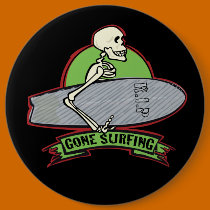 Surfing Halloween Skeleton buttons
