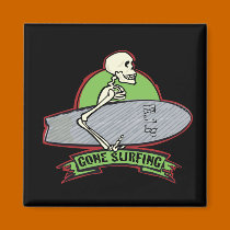 Surfing Halloween Skeleton magnets