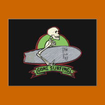 Surfing Halloween Skeleton postcards