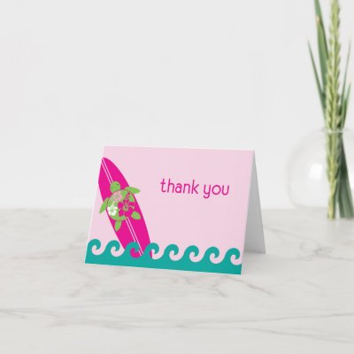 Hawaiian Honu on Surfing Hawaiian Honu Thank You Card Pink By Hapagirldesigns