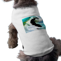 Surfing in Curling Wave Dog T Shirt