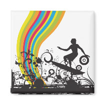 surfing into rainbows refrigerator magnets