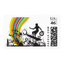 surfing into rainbows postage stamps