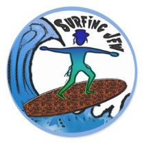 Surfing Jew Stickers stickers