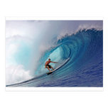 Surfing large blue wave Mentawai Islands Postcard