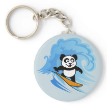 Surfing Panda Key Chains