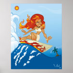 Surfing Pele Poster