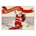 Surfing Retro Santa Greeting Card