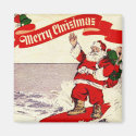 Surfing Retro Santa Magnet