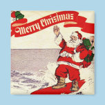 Surfing Retro Santa Magnet magnets