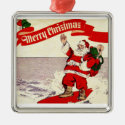 Surfing Retro Santa Ornament