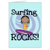 Surfing Rocks African American Girl Tshirts Greeting Cards