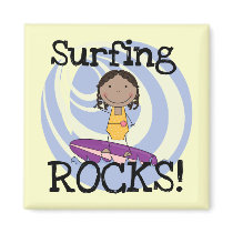 Surfing Rocks African American Girl Tshirts Refrigerator Magnet