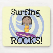 Surfing Rocks African American Girl Tshirts Mouse Pads