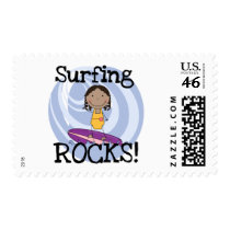 Surfing Rocks African American Girl Tshirts Postage Stamp