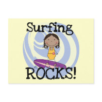 Surfing Rocks African American Girl Tshirts Post Cards