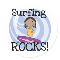 Surfing Rocks African American Girl Tshirts Stickers