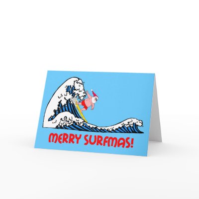 Surfing Santa cards
