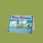 Surfing Santa Christmas Card