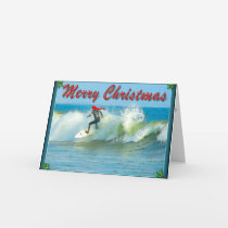 Surfing Santa Christmas Card
