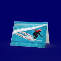 Surfing Santa Christmas Card cards