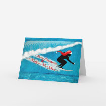 Surfing Santa Christmas Card