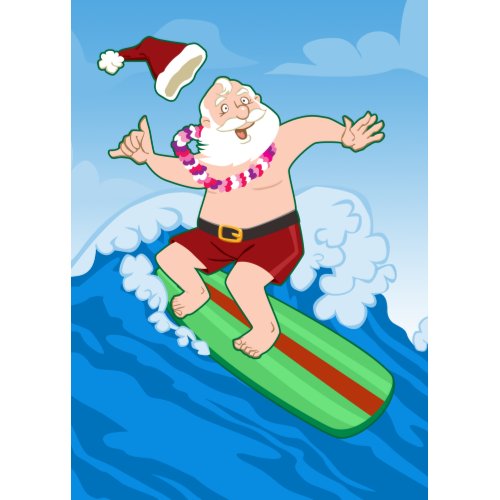 Surfing Santa Funny Christmas card