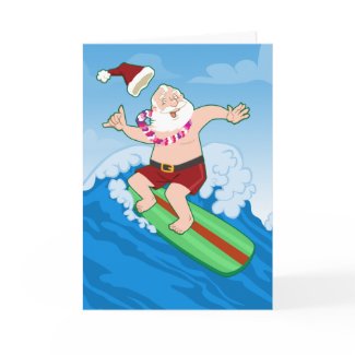Surfing Santa Funny Christmas card