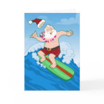 Surfing Santa Funny Christmas Greeting Card