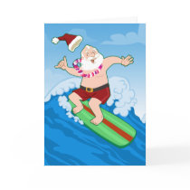 Surfing Santa Funny Christmas Greeting Card