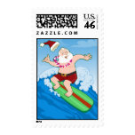 Surfing Santa Funny Christmas postage