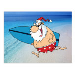 surfing santa post card