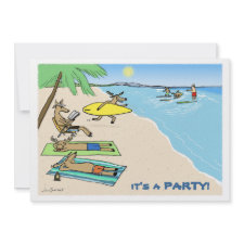 Surfing Santa & Reindeer invitation