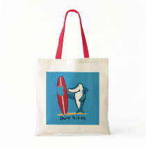 Surfing Shark Valentine Canvas Bag
