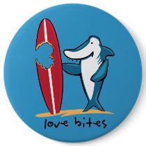 Surfing Shark Valentine buttons